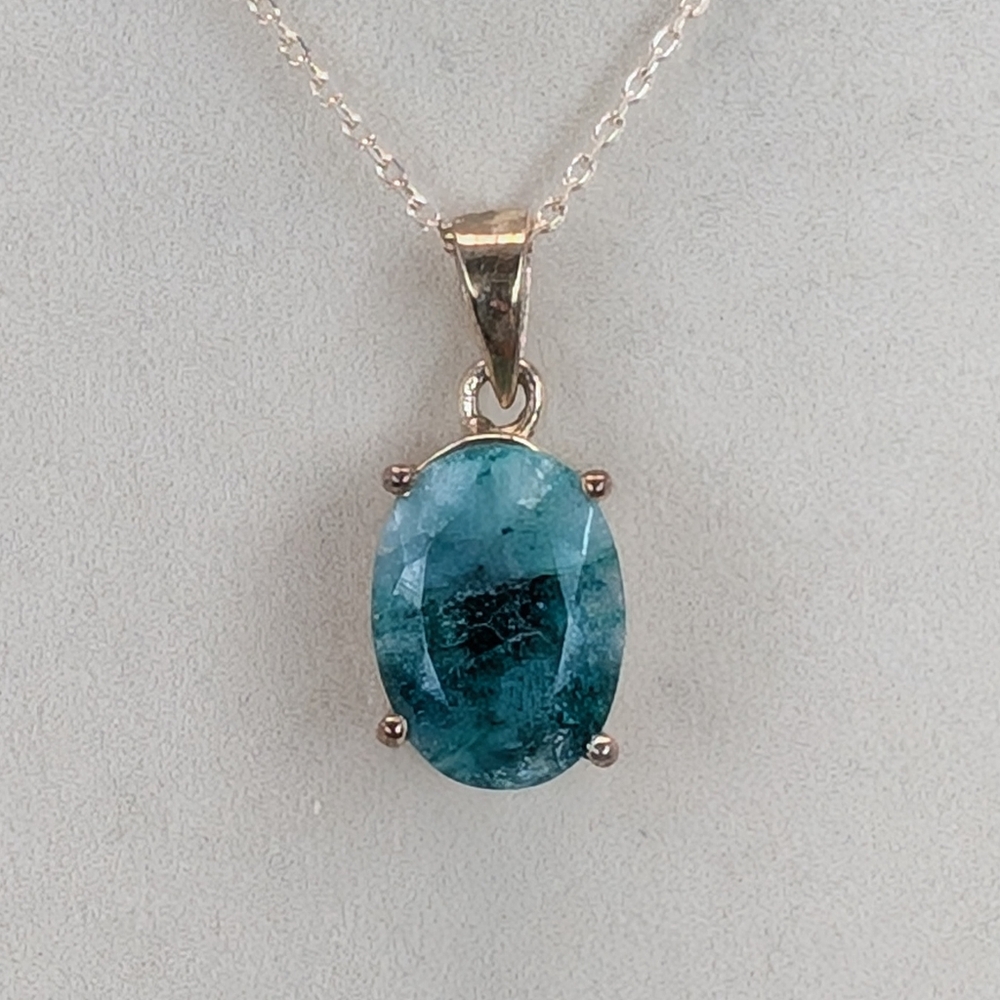 Emerald S925 Sterling Silver Gemstone Necklace